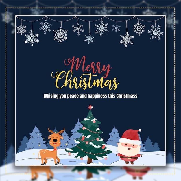 Carattere PSD buon Natale con Babbo Natale e renne