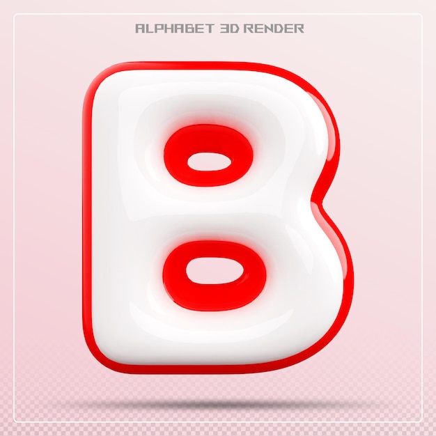 Carattere White Bubble lettera B con cornice rossa rendering 3d
