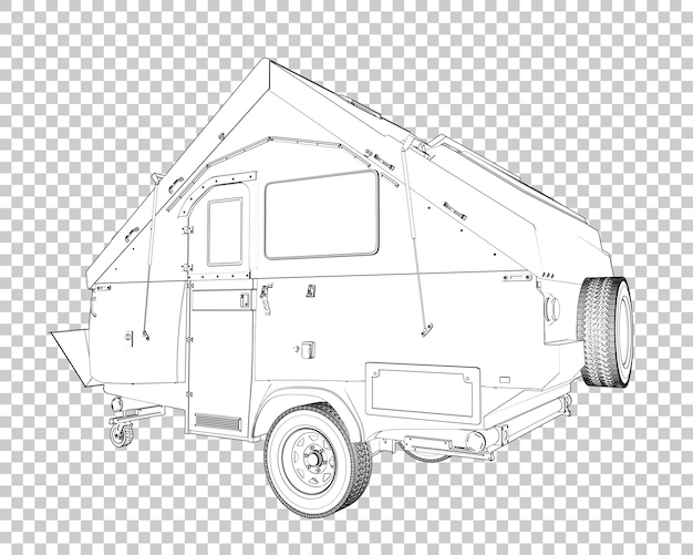 PSD caravan camper aislado sobre fondo transparente ilustración de renderizado 3d