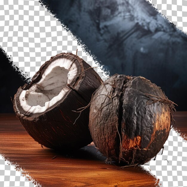 Carbón de cáscara de coco sobre un fondo transparente con Path incluido