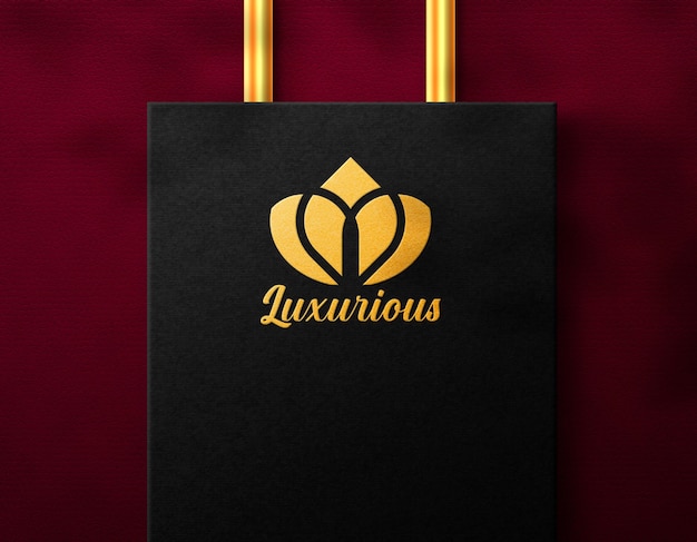 PSD card logo mockup luxury golden effect