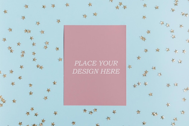 Card rosa con modellazione PSD dello schermo blu
