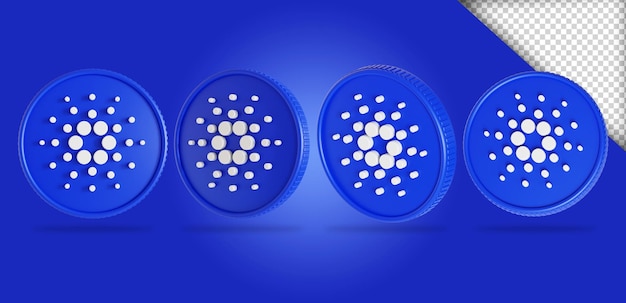 Cardano ada cryptocurrency coin 3d rendering collections