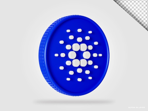 Cardano ada cryptocurrency coin 3d rendering isolated
