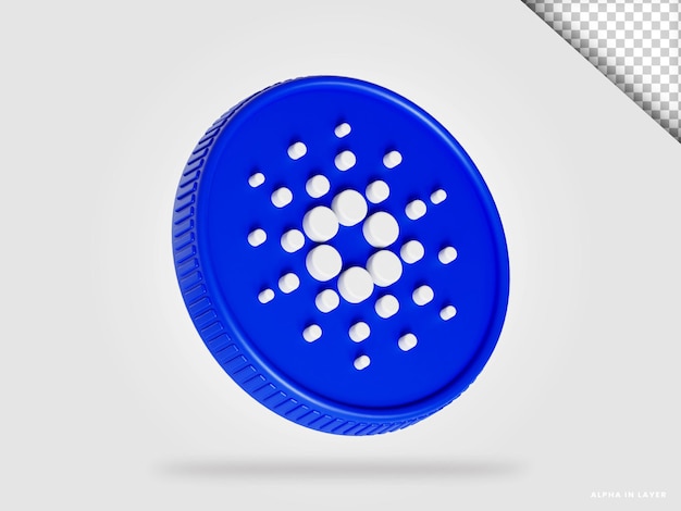 Cardano ada Kryptowährungsmünze 3D-Rendering isoliert