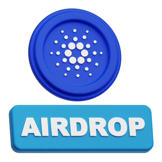 Cardano moneda criptográfica icono 3D aislado en el fondo blanco