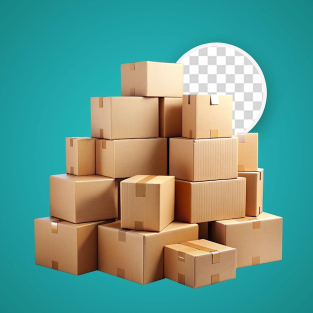 PSD cardboard boxes isolated on transparent background