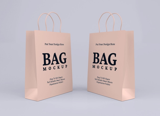 Cardboard shopping bag mockup 