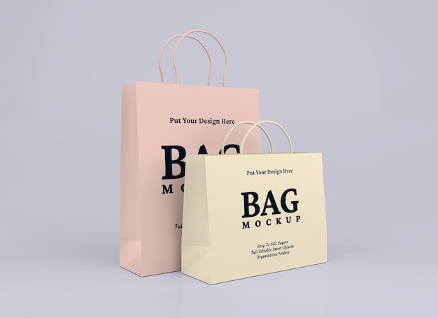 Cardboard shopping bag mockup 
