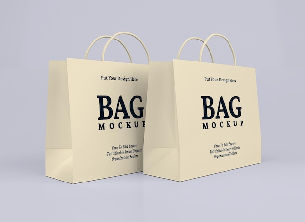 Cardboard shopping bag mockup 