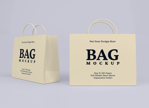 Cardboard shopping bag mockup 