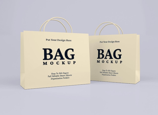 Cardboard shopping bag mockup 