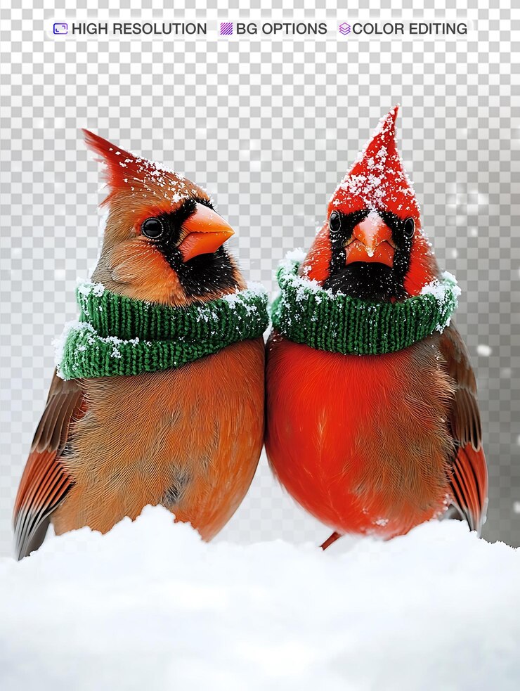 PSD los cardenales con pañuelos verdes celebran la navidad en la nieve