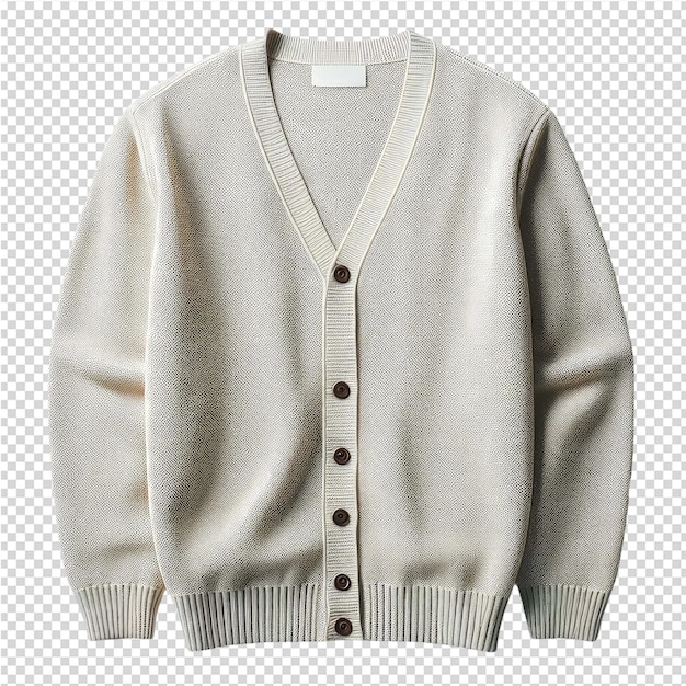 PSD un cardigan gris avec un col blanc et un bouton noir sur le devant