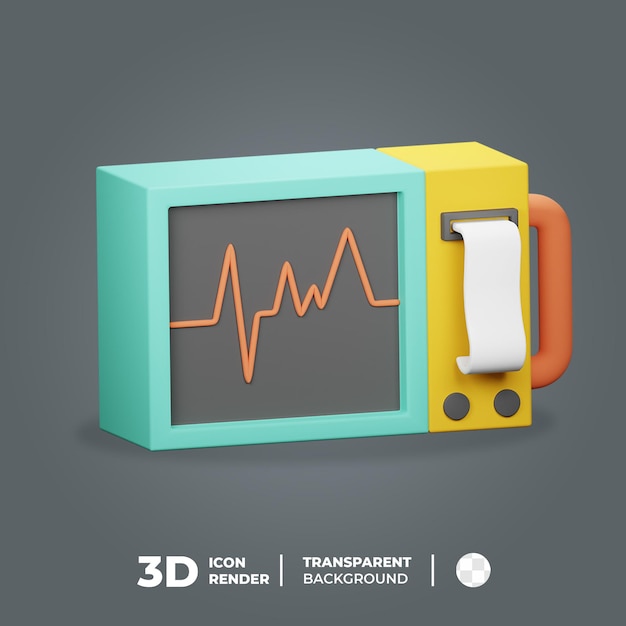 PSD cardiograma de icono 3d