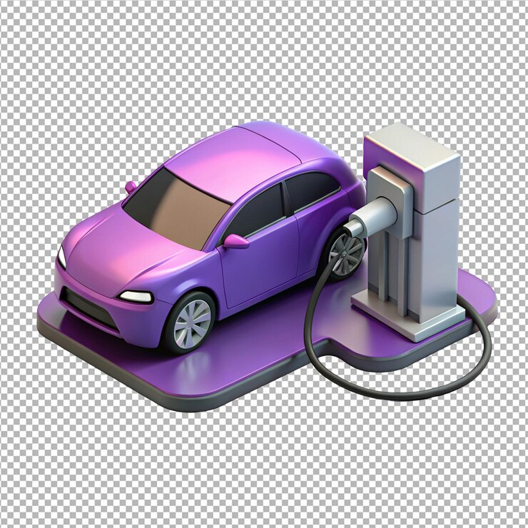 PSD carga de automóviles eléctricos con fondo png de la estación