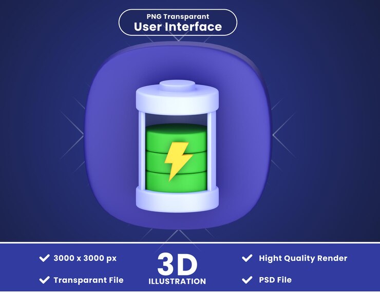 PSD carga de batería de ilustración de icono 3d