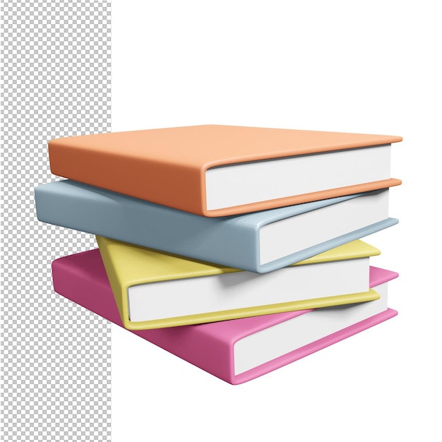 Carga de livros pastel de ícones 3D