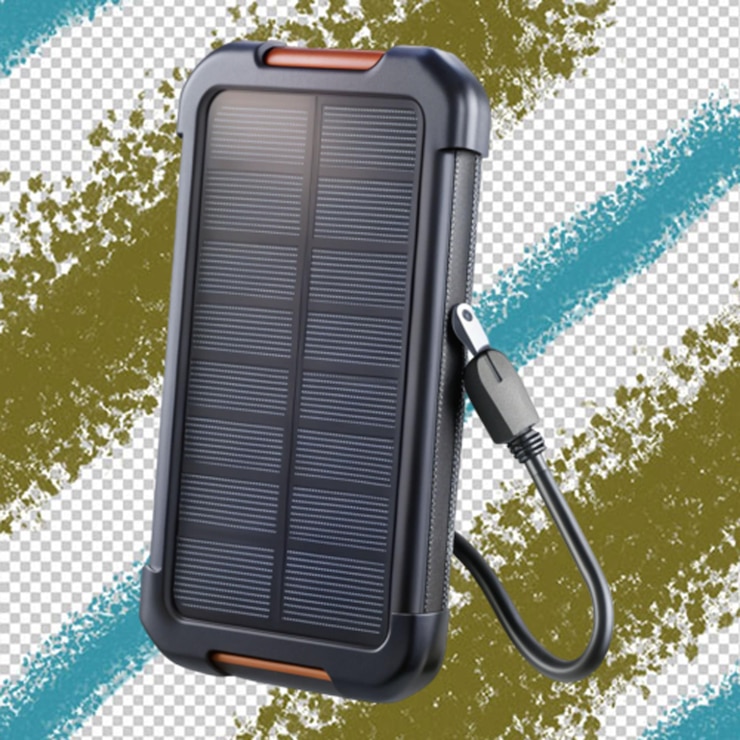 PSD cargador de teléfono solar en un fondo transparente
