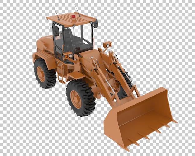 Cargadora de ruedas sobre fondo transparente Ilustración de renderizado 3d
