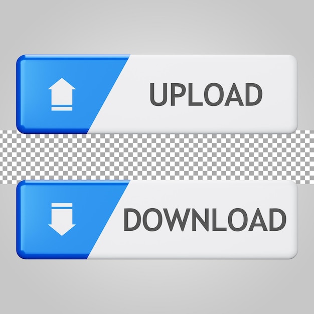 PSD cargar botón de descarga en render 3d de fondo transparente