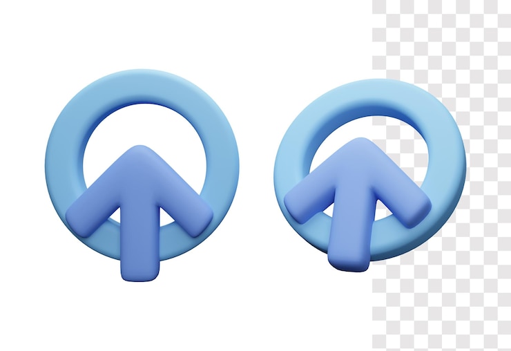 PSD cargar flecha icono 3d con color azul