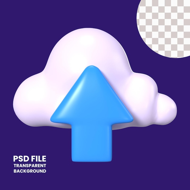 Cargar en la nube el icono de la ilustración 3d