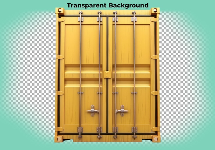 PSD cargo container isolated on transparent background