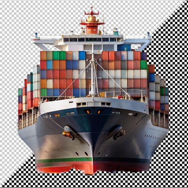 PSD cargo ship on transparent background