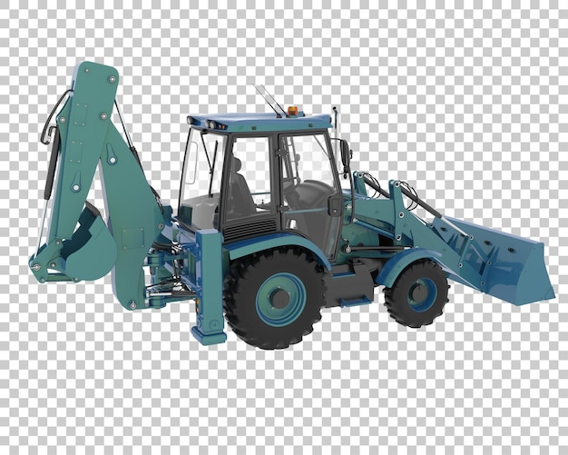 Caricatore dell'escavatore a cucchiaia rovescia su sfondo trasparente 3d rendering illustrazione