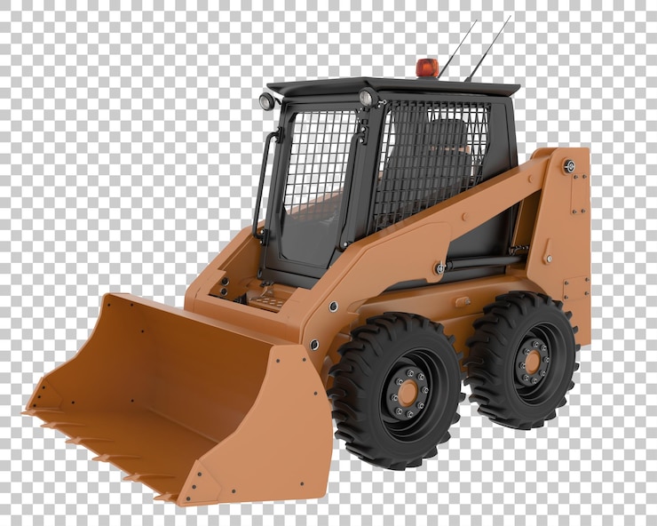 PSD caricatore skid steer su sfondo trasparente 3d rendering illustrazione