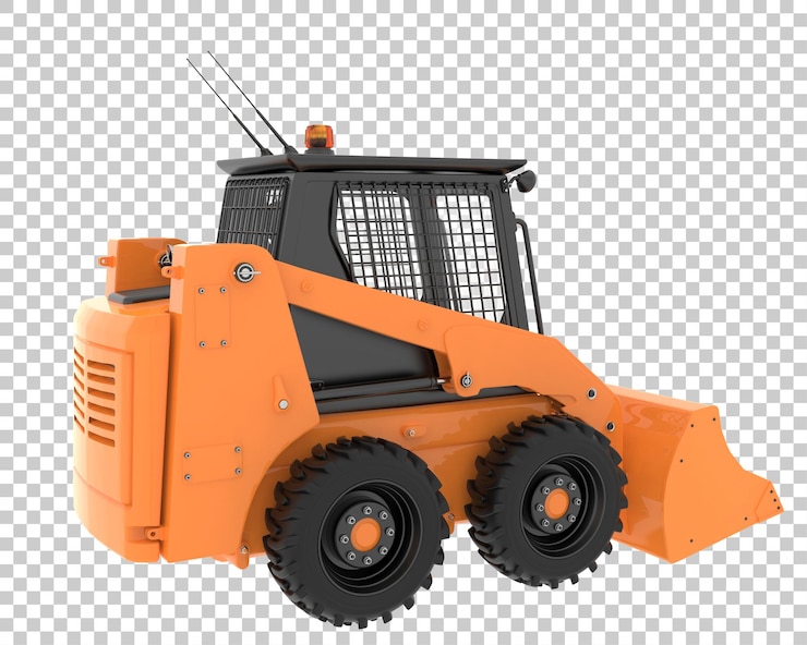 PSD caricatore skid steer su sfondo trasparente 3d rendering illustrazione