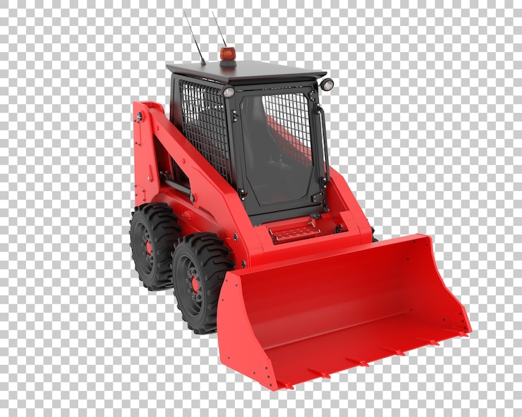 PSD caricatore skid steer su sfondo trasparente 3d rendering illustrazione