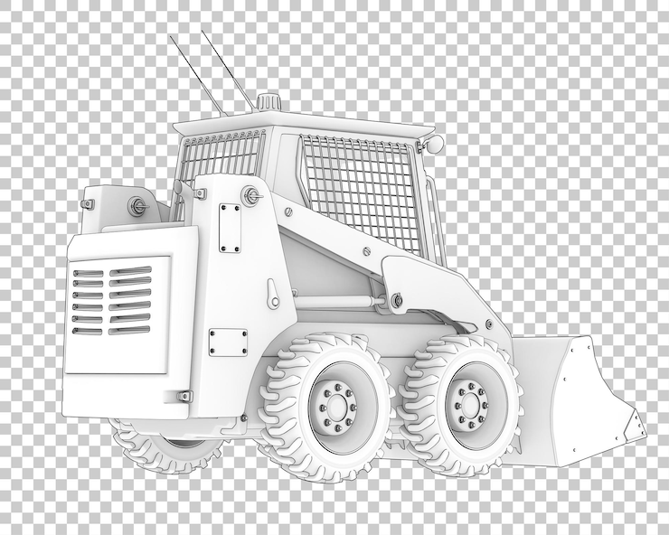 PSD caricatore skid steer su sfondo trasparente 3d rendering illustrazione