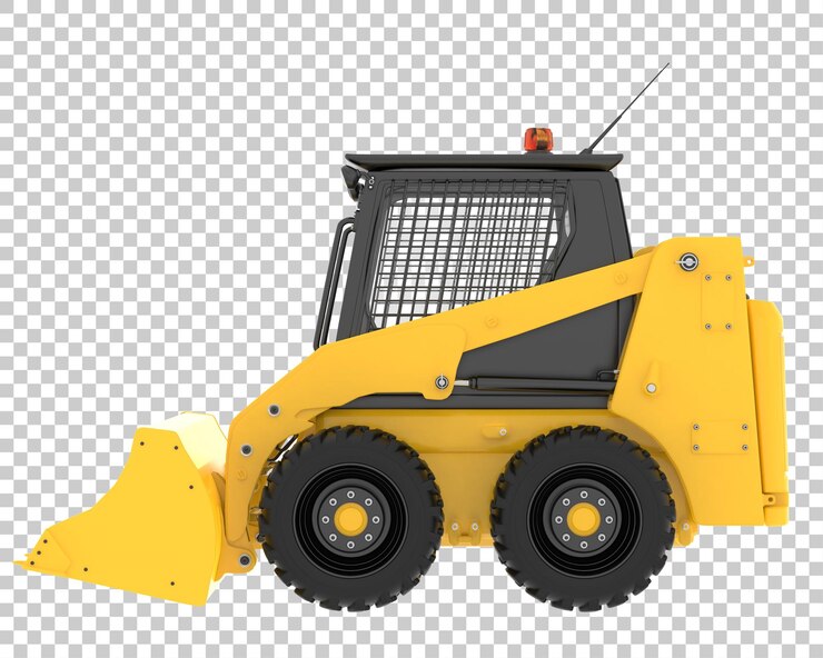 PSD caricatore skid steer su sfondo trasparente 3d rendering illustrazione