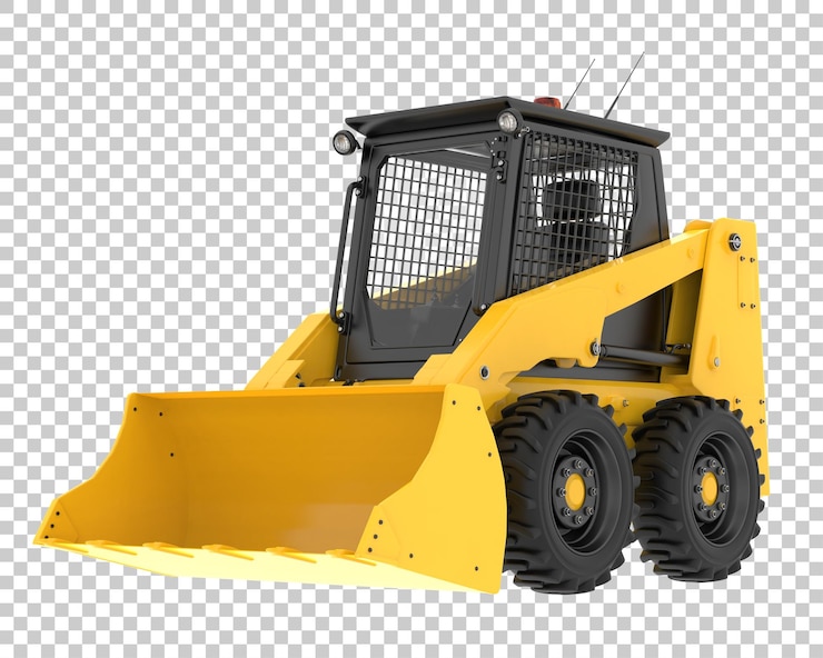 PSD caricatore skid steer su sfondo trasparente 3d rendering illustrazione