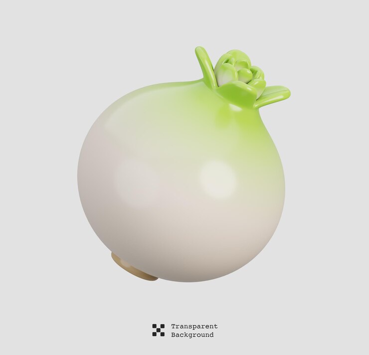 PSD caricatura de cebolla blanca fresca vegetal aislado concepto de icono de naturaleza de alimentos ilustración de renderizado en 3d