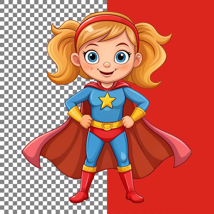 PSD caricatura de uma super-herói.