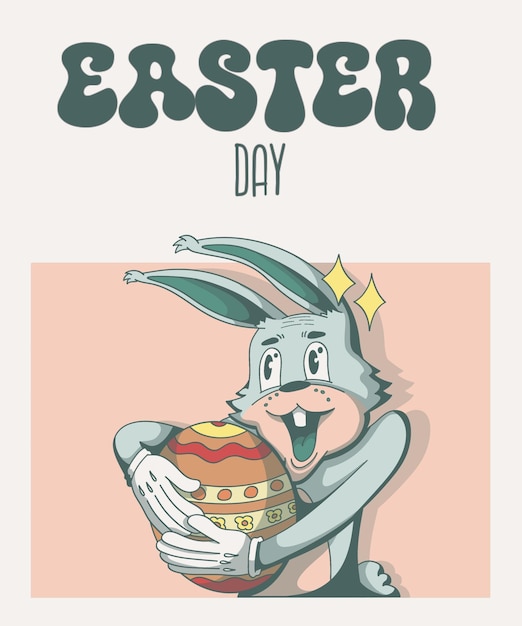caricatura di coniglietto cartoone il giorno di Pasqua