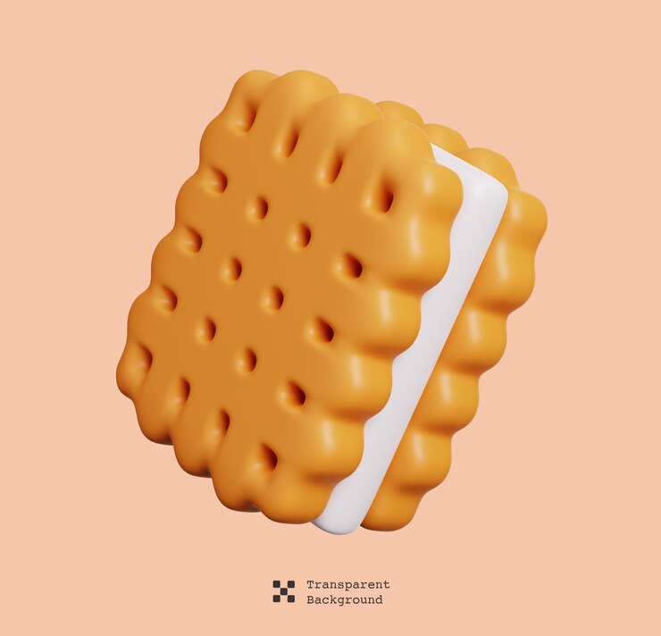 PSD una caricatura galletas sándwich crema linda comida rápida mínimo icono aislado ilustración 3d
