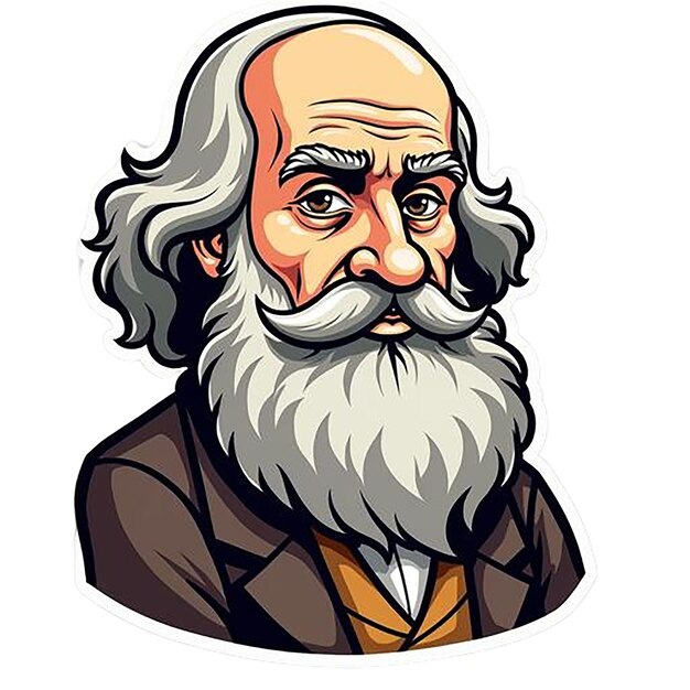 una caricatura de un hombre con una barba larga y una barba larga