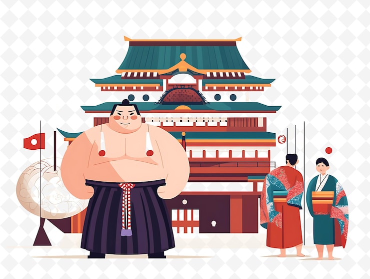 PSD una caricatura de un hombre con una camisa japonesa en el frente