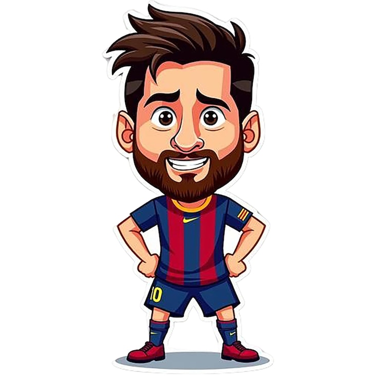 PSD una caricatura de un jugador de fútbol con una barba y una barba