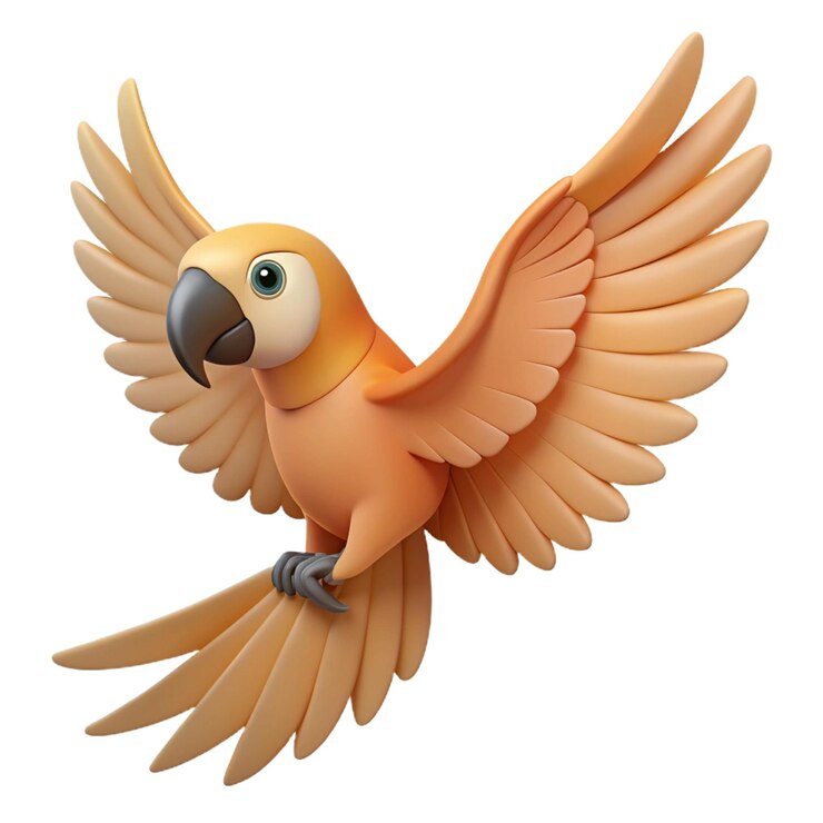 PSD una caricatura de un loro amarillo y naranja con un ojo azul
