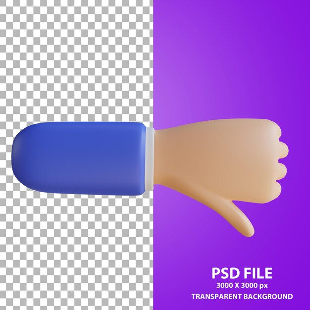 PSD caricatura, mano, posar, aversión, 3d, interpretación