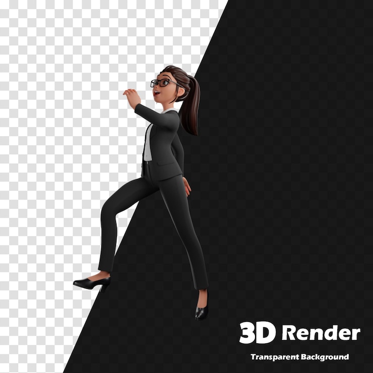 PSD una caricatura de una mujer en un traje y una imagen en 3d de una mujeres en un traje