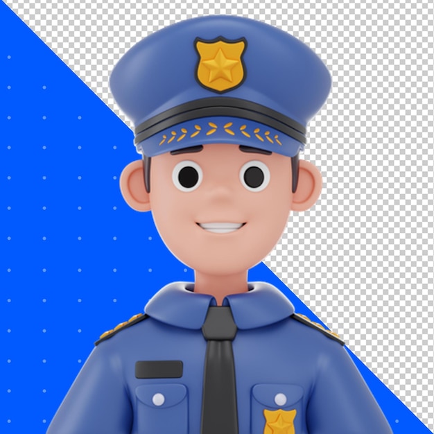 una caricatura de un oficial de policía con un fondo azul