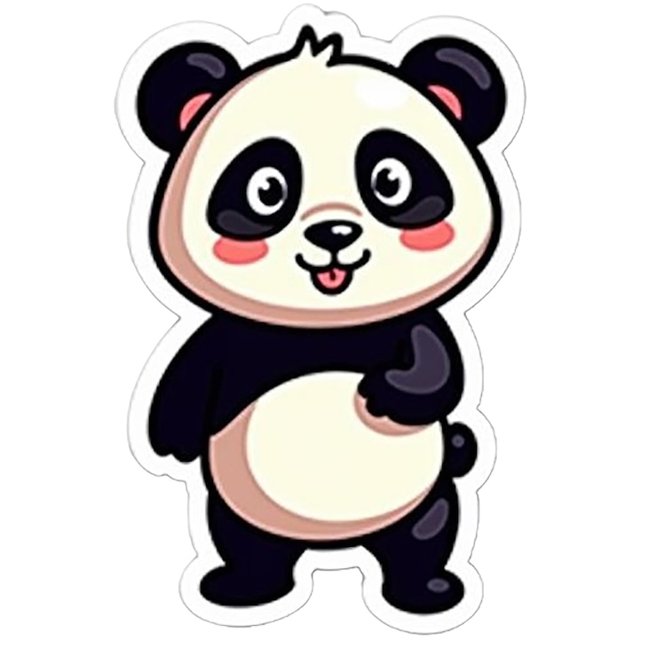 PSD una caricatura de un oso panda con una cara blanca y negra