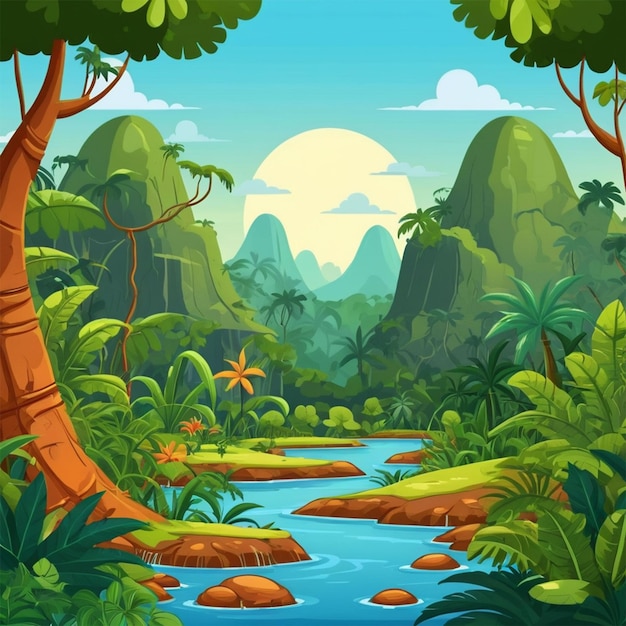 Caricatura de paisajes de la selva