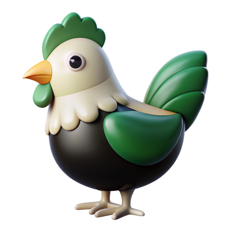 PSD una caricatura de un pájaro con una gorra verde y plumas verdes